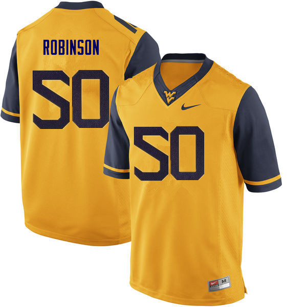 NCAA Men's Jabril Robinson West Virginia Mountaineers Yellow #50 Nike Stitched Football College Authentic Jersey BD23B07EY